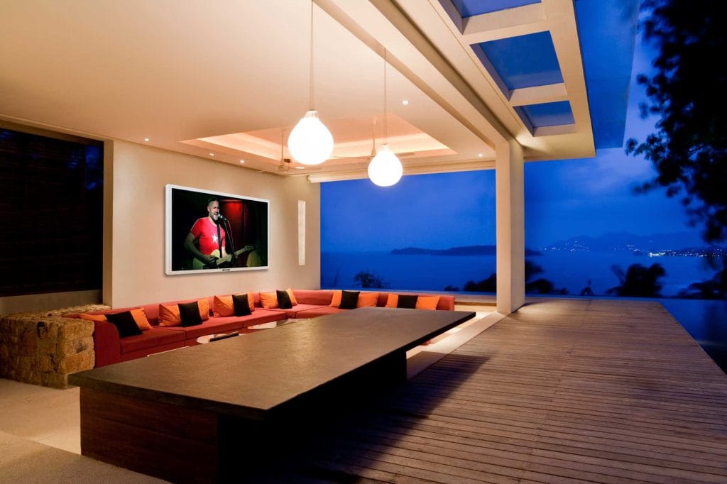Outdoor AV entertainment system patio